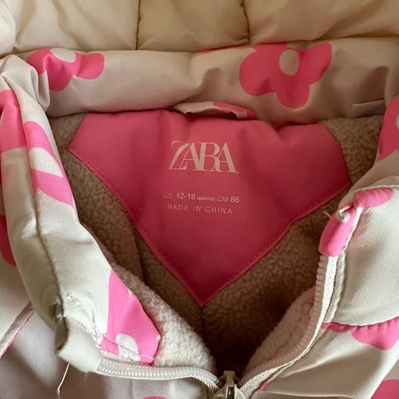 Zara Pink Floral Snowsuit - Picture 2 of 7